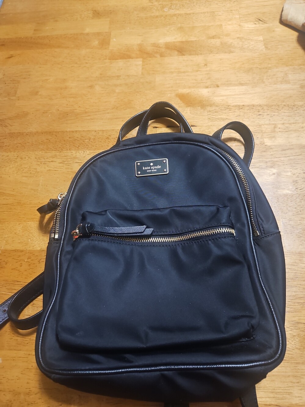 Kate Spade Small Black Backpack With Gold Accents
